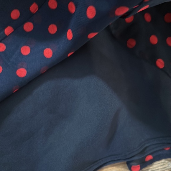 Chaps navy & red polka dot A-line skirt Sz Med - Picture 3 of 4